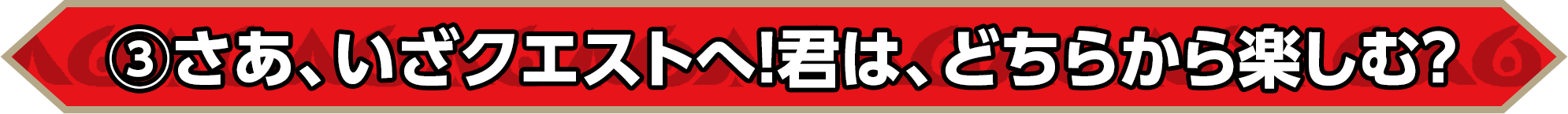 ③さあ、いざクエストへ！君は、どちらから楽しむ？