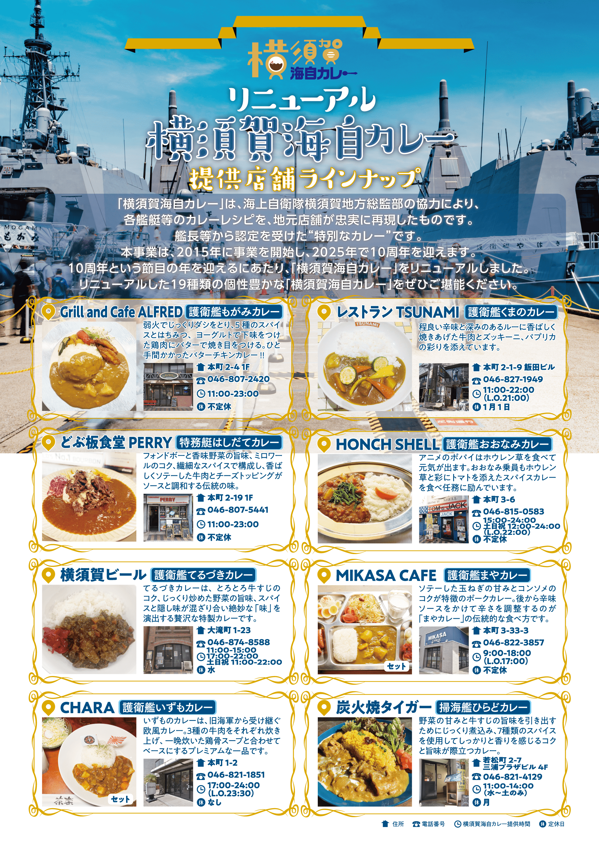横須賀海自カレー リニューアル提供店舗表